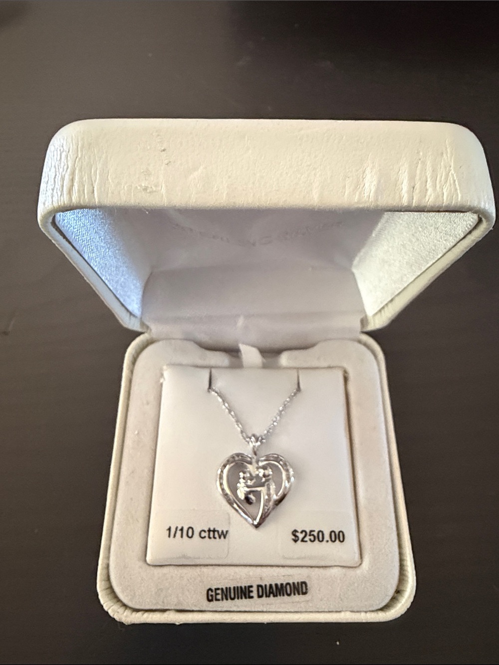 Sterling Silver Heart Pendant Necklace with Diamond Accent - White